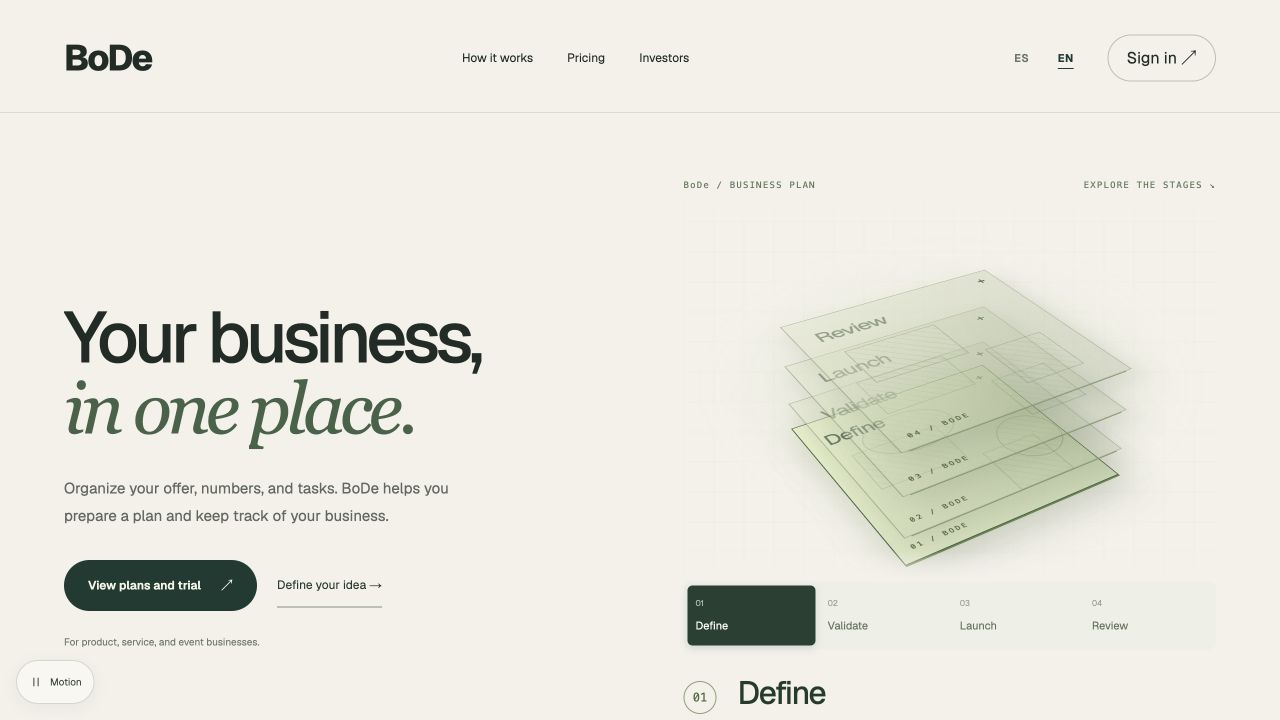 BoDe’s new sage homepage with layered planning stages